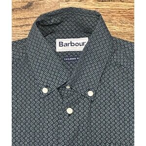 Barbour Tailored Fit Geometric Floral Long Sleeve Button Down Shirt Blue Sz S